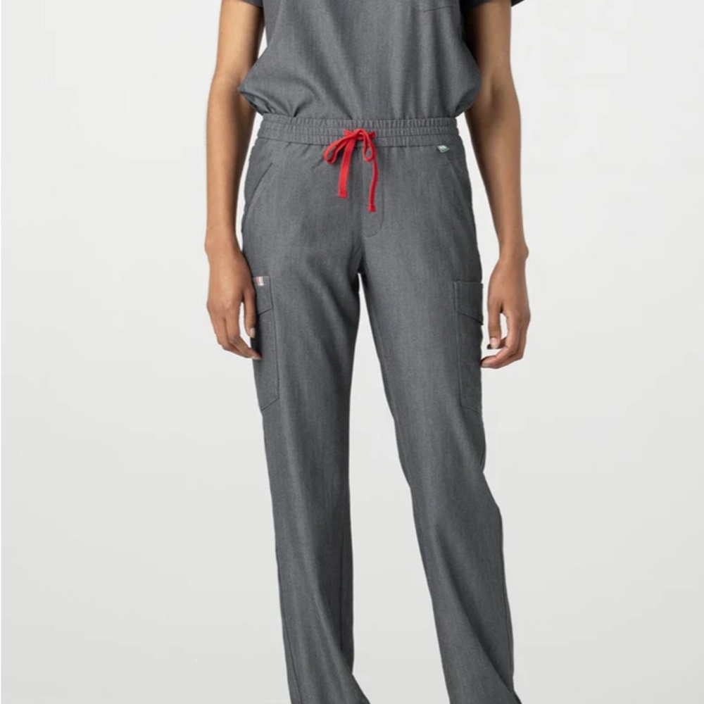 Mediclo Gray Women's Pants with Red Drawstring